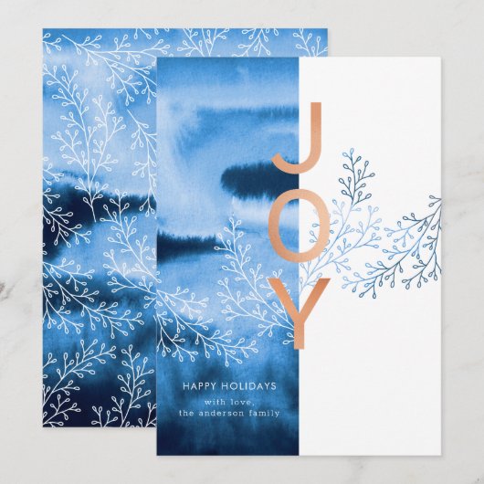 De moderne Blauwe Vreugde van Kerstmis van de Feestdagenkaart (Voorkant / Achterkant)