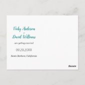 De moderne blauwgroen manuscriptbruiloft sparen de briefkaart (Achterkant)