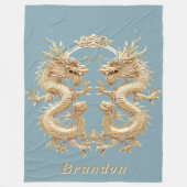 De moderne Blue Initiaal Two-Headed Dragon Fleece Deken (Voorkant)