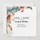 De moderne Blue Roos Designer slaat de datum op Save The Date (Voorkant)