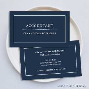 De moderne boekhouder Navy Blue Visitekaartje