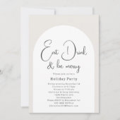 De moderne Boho Arch eet Drink en is vrolijk kerst Kaart (Voorkant)