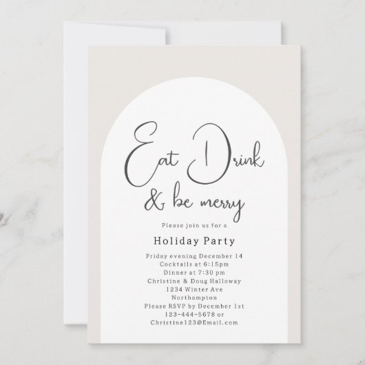 De moderne Boho Arch eet Drink en is vrolijk kerst Kaart (Voorkant)