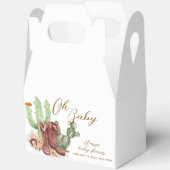De moderne Boho Cactus Cowboy Schoenen Baby shower Bedankdoosjes (Open)