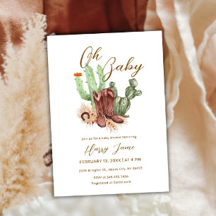 De moderne Boho Cactus Cowboy Schoenen Baby shower Kaart