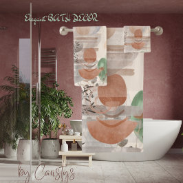 De moderne Boho Earth Tones Plant Life Towel Bad Handdoek