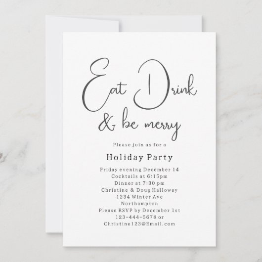 De moderne Boho kerstmaaltijd eet Drink en wees vr Kaart (Voorkant)