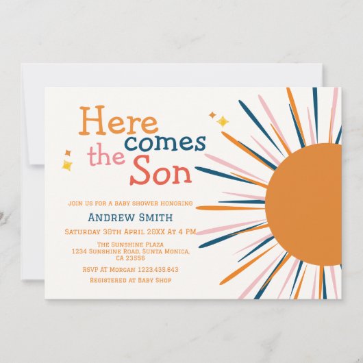 De moderne Boho Retro komt hier het Son Baby showe Kaart (Voorkant)