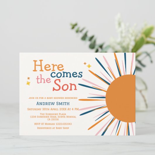 De moderne Boho Retro komt hier het Son Baby showe Kaart (Staand voorkant)