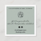 De moderne borstel dankt u het groene van de manus vierkante visitekaartje (Achterkant)