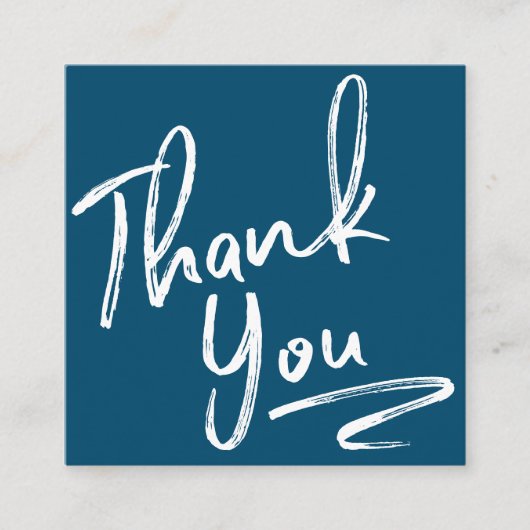 De moderne borstel dankt u het manuscriptorde blau vierkante visitekaartje (Voorkant)