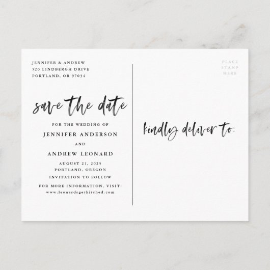 De moderne Borstel van het Manuscript sparen de Da Aankondigingskaart (Achterkant)