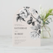 De moderne botanische Rozen bruiloft Kaart (Staand voorkant)
