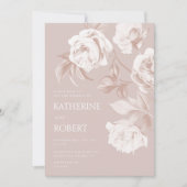 De moderne botanische Rozen bruiloft Kaart (Voorkant)