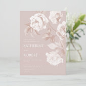 De moderne botanische Rozen bruiloft Kaart (Staand voorkant)