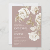 De moderne botanische Rozen bruiloft Kaart (Voorkant)