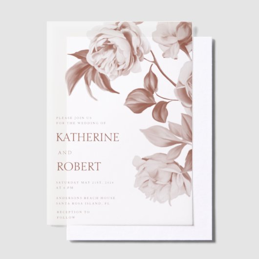 De moderne botanische Rozen bruiloft uitnodiging (Offset)