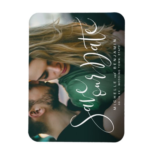 De moderne bruiloft van de manuscriptfoto bewaart  magneet (Verticaal)