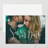 De moderne bruiloft van de manuscriptfoto bewaart  save the date (Voorkant / Achterkant)