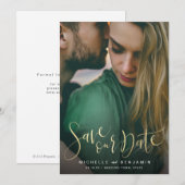 De moderne bruiloft van de manuscriptfoto bewaart save the date (Voorkant / Achterkant)