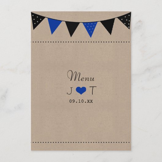 De Moderne Bruiloftcollectie met Blauwe Vlaggen Menu (Achterkant)