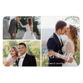 de moderne calligrafie trouwfoto collage bedankt magneet