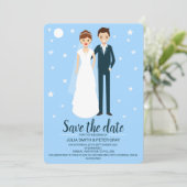 De moderne Cartoon van de Bride & van de Groom spa Kaart (Staand voorkant)