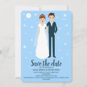 De moderne Cartoon van de Bride & van de Groom spa Kaart (Voorkant)