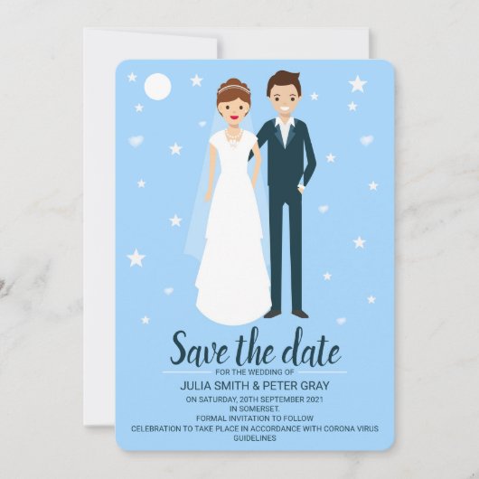 De moderne Cartoon van de Bride & van de Groom spa Kaart (Voorkant)