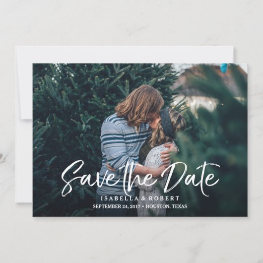 De moderne casual borstelfoto bewaart de datum save the date (Voorkant)