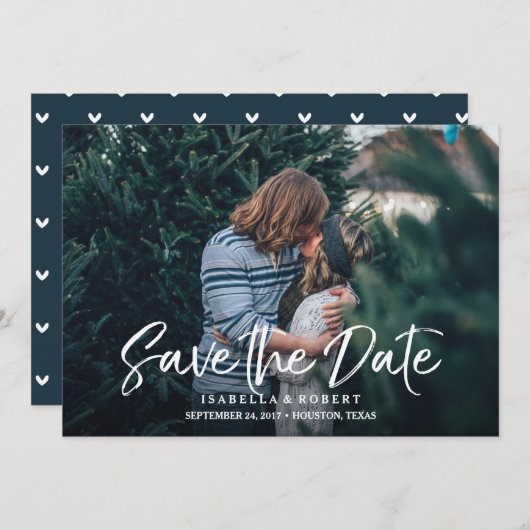 De moderne casual borstelfoto bewaart de datum save the date (Voorkant / Achterkant)