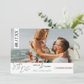 De moderne casual manuscriptdrukfoto bewaart de da save the date (Staand voorkant)