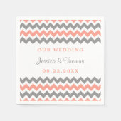 De Moderne Chevron Trouwcollectie Roze & Grijs Servet (Voorkant)