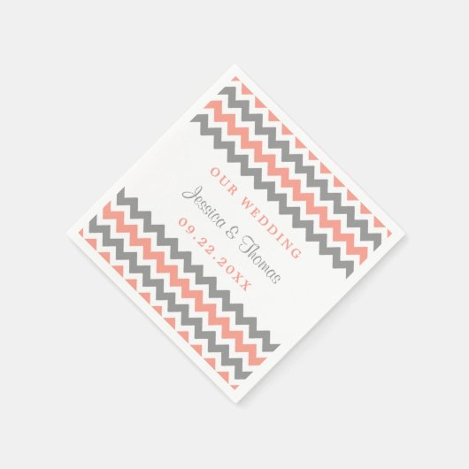 De Moderne Chevron Trouwcollectie Roze & Grijs Servet (Hoek)