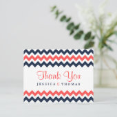 De moderne Chevron Wedding Collectie marine en kor Briefkaart (Staand voorkant)