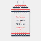 De moderne Chevron Wedding Collectie marine en kor Cadeaulabel (Voorkant)