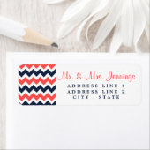 De moderne Chevron Wedding Collectie marine en kor Etiket (Insitu)