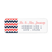 De moderne Chevron Wedding Collectie marine en kor Etiket (Voorkant)