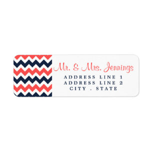 De moderne Chevron Wedding Collectie marine en kor Etiket