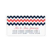 De moderne Chevron Wedding Collectie marine en kor Etiket (Voorkant)