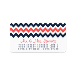 De moderne Chevron Wedding Collectie marine en kor Etiket