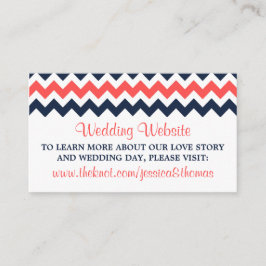 De moderne Chevron Wedding Collectie marine en kor Informatiekaartje