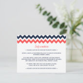 De moderne Chevron Wedding Collectie marine en kor Informatiekaartje (Staand voorkant)