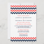 De moderne Chevron Wedding Collectie marine en kor Kaart (Voorkant)
