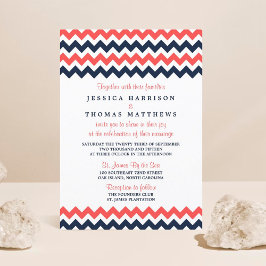 De moderne Chevron Wedding Collectie marine en kor Kaart
