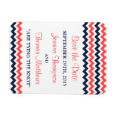 De moderne Chevron Wedding Collectie marine en kor Magneet (Horizontaal)