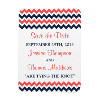 De moderne Chevron Wedding Collectie marine en kor Magneet