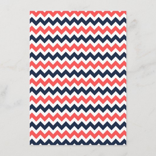 De moderne Chevron Wedding Collectie marine en kor Menu (Achterkant)
