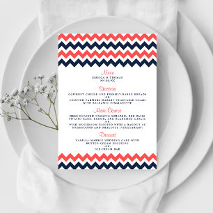De moderne Chevron Wedding Collectie marine en kor Menu