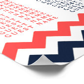 De moderne Chevron Wedding Collectie marine en kor Poster (Hoek)